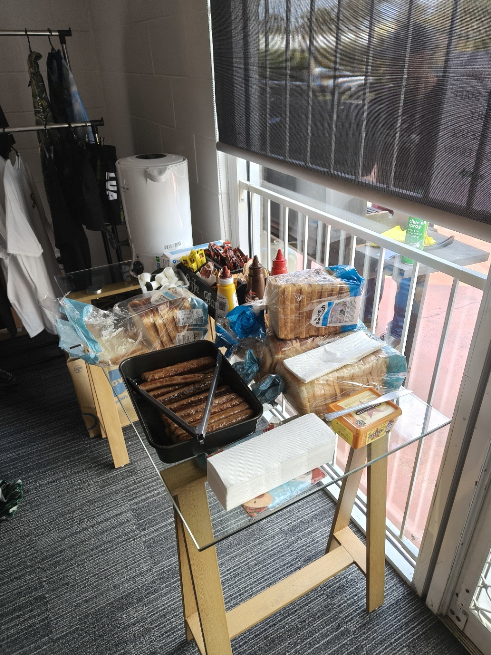 The sausage sizzle food station set up inside The Pulse during Open Day